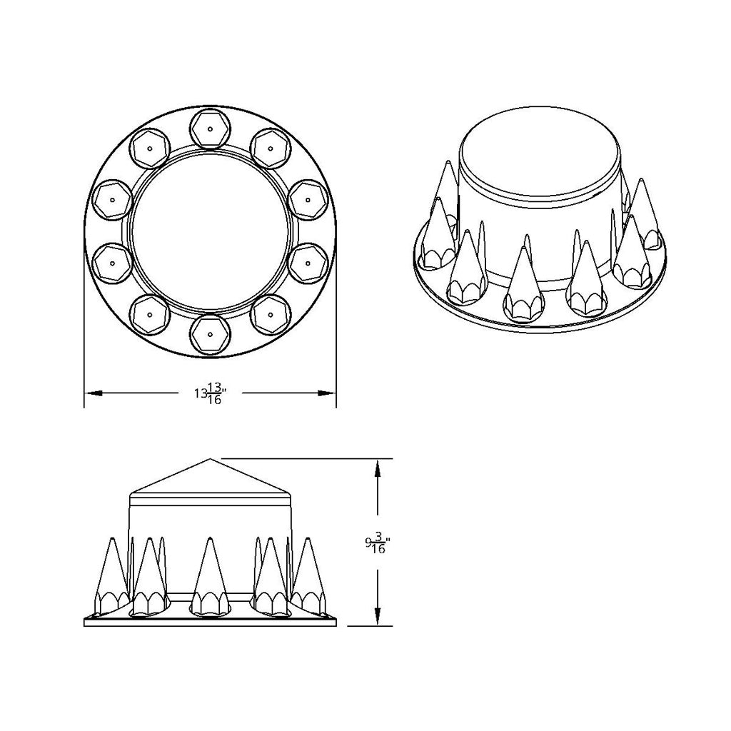 Pointed Rear Axle Cover With 33mm Spike Thread-On Nut Covers - Matte Black