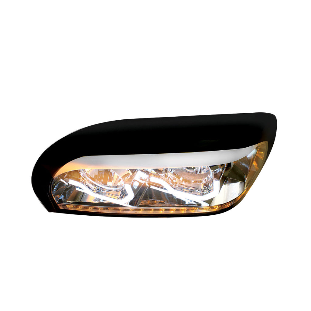 Chrome Headlight With LED Turn Signal & Light Bar For 1996-2010 Freightliner Century