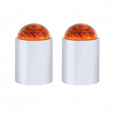 Stainless Bumper Guide Kit With Dome Lens Top - Amber Lens (Pair)