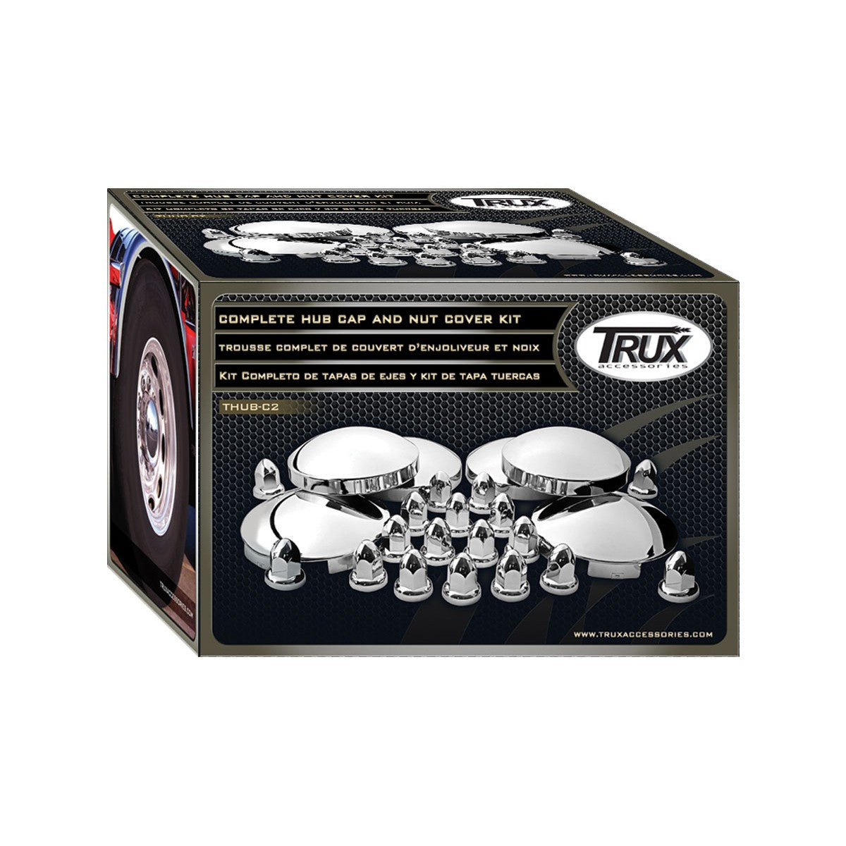 Complete Hubcap & Nut Cover Kit – 33mm Push On Nut Covers | Dome Hubcaps | Chrome ABS Plastic