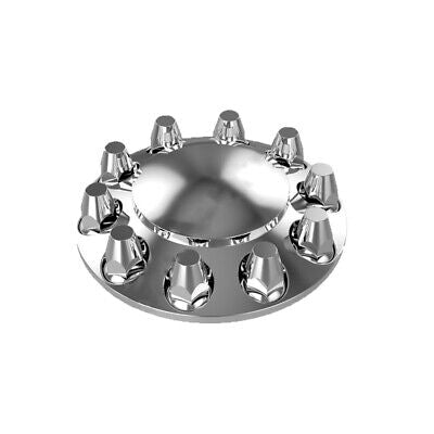 Front Axle Cover Kit with Removable Hubcap & 33mm Threaded Nut Covers – Dome Hubcap | Chrome ABS Plastic