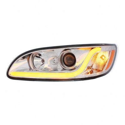 Chrome Projection Headlight W/LED Dual Function Light Bar For PB 386 (2005-2015) & 387 (1999-2010)
