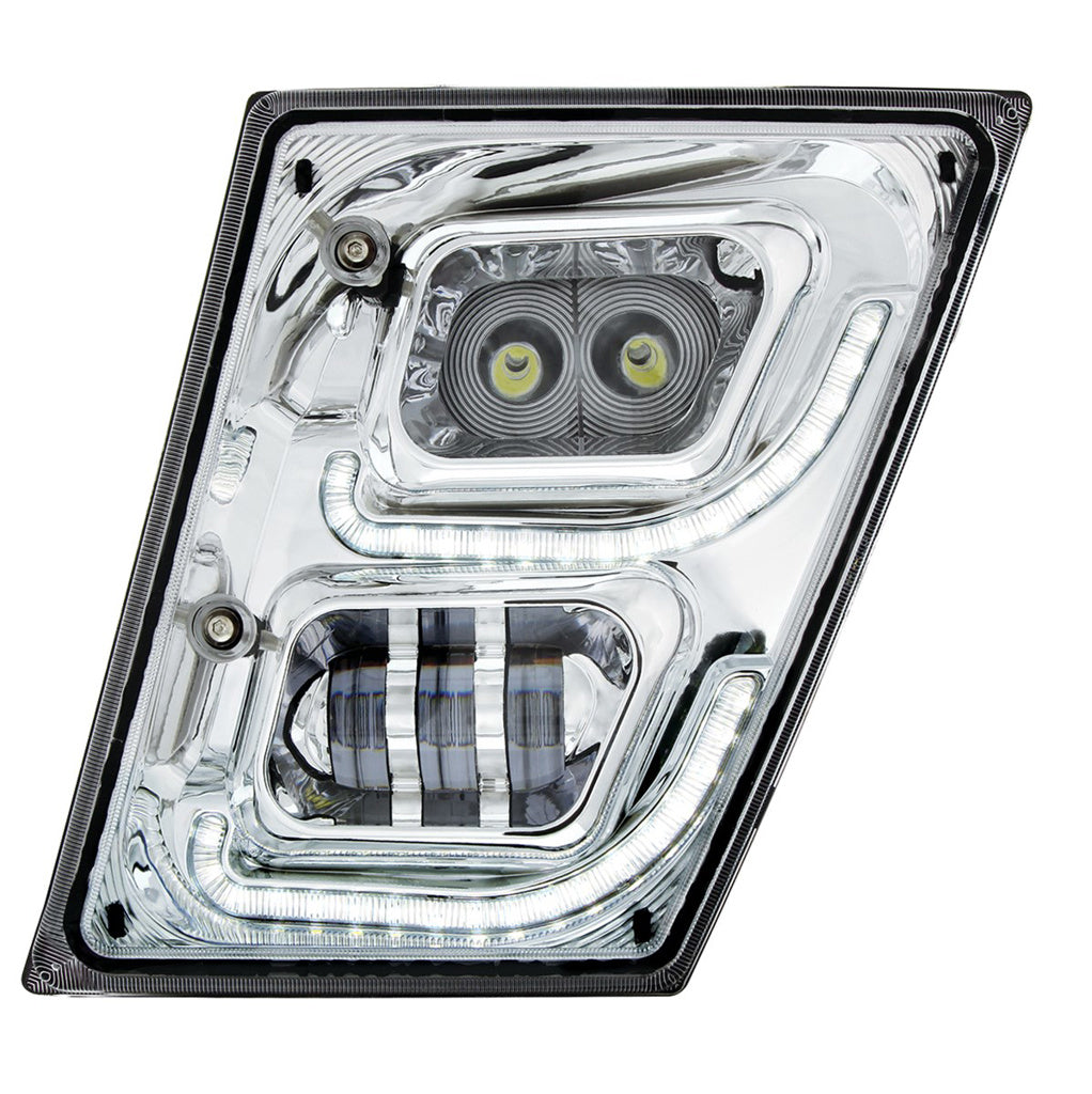 Chrome High Power LED Fog Light With LED DRL & Position Light for 2003-2017 Volvo VN/VNL
