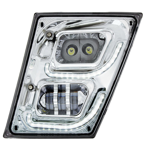 Chrome High Power LED Fog Light With LED DRL & Position Light for 2003-2017 Volvo VN/VNL
