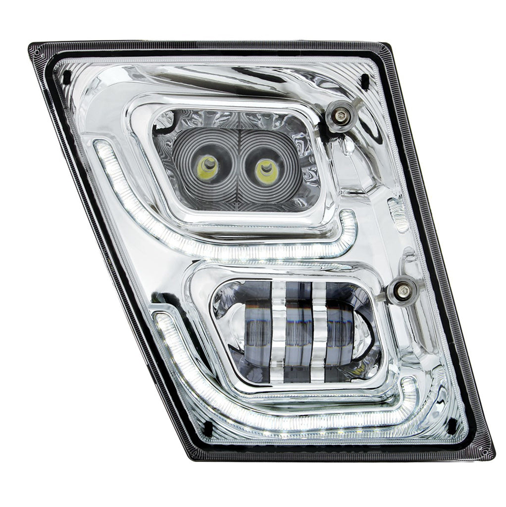 Chrome High Power LED Fog Light With LED DRL & Position Light for 2003-2017 Volvo VN/VNL