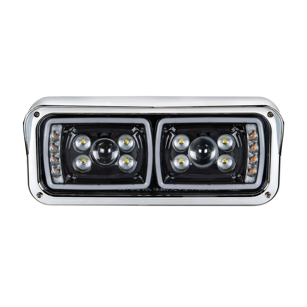 10 High Power LED "Blackout" Projection Headlight With LED Turn Signal & Position Light Bar