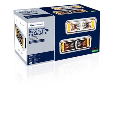 10 High Power LED "Blackout" Projection Headlight With LED Turn Signal & Position Light Bar
