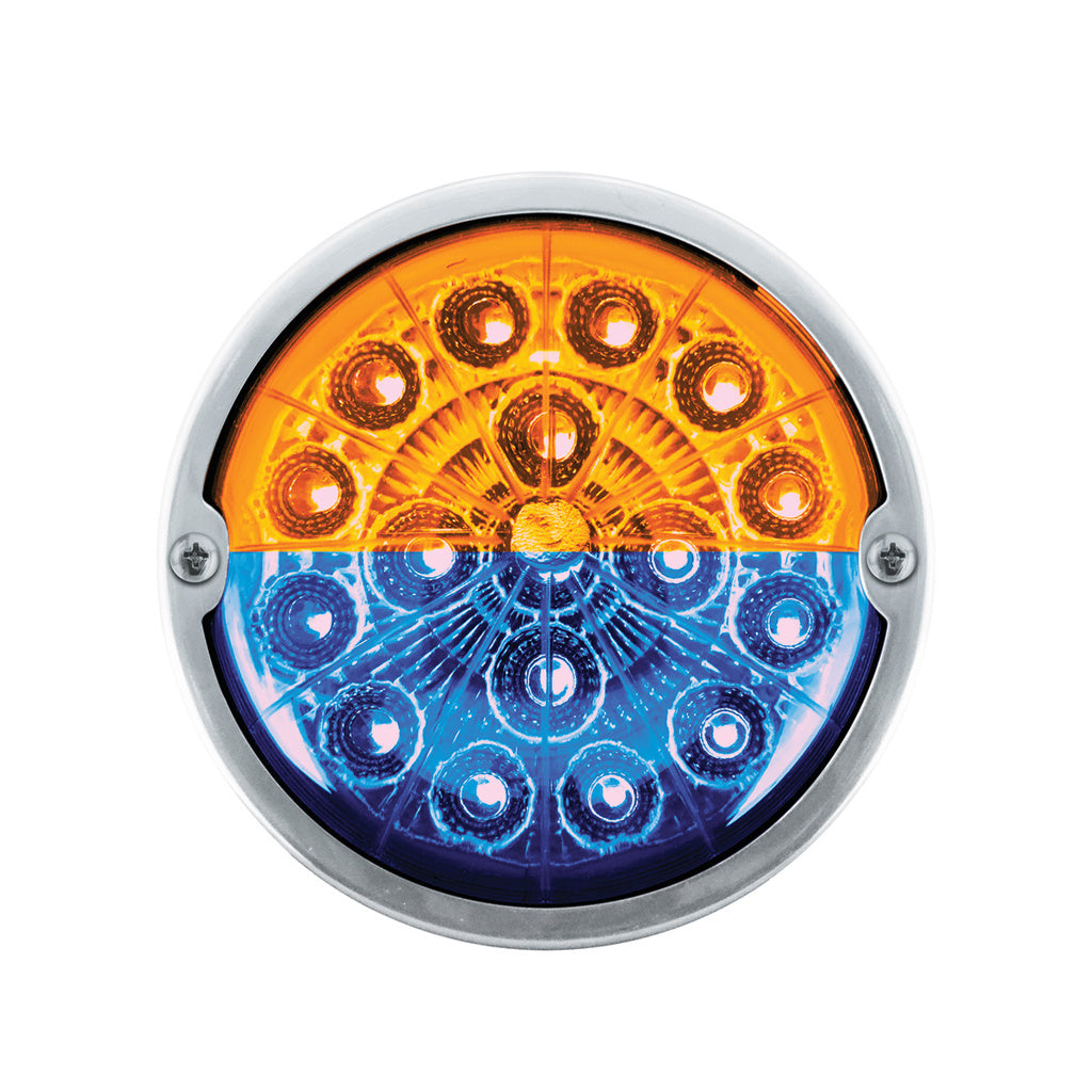 Amber/Blue Double Fury 17 LED Dual Function Watermelon Torpedo Cab Light