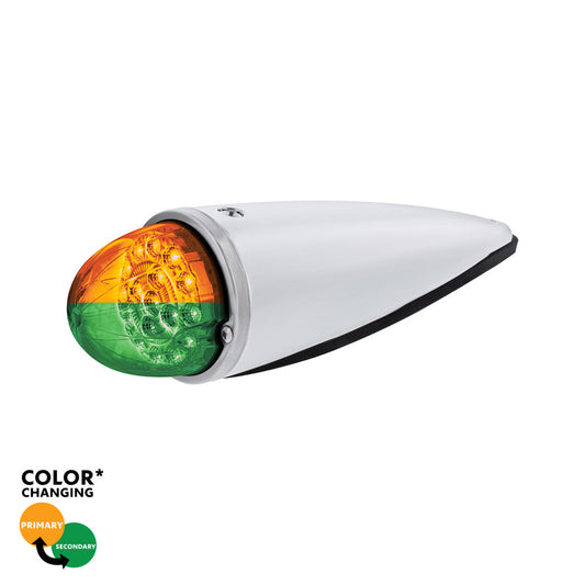 Amber/Green Double Fury 17 LED Dual Function Watermelon Torpedo Cab Light