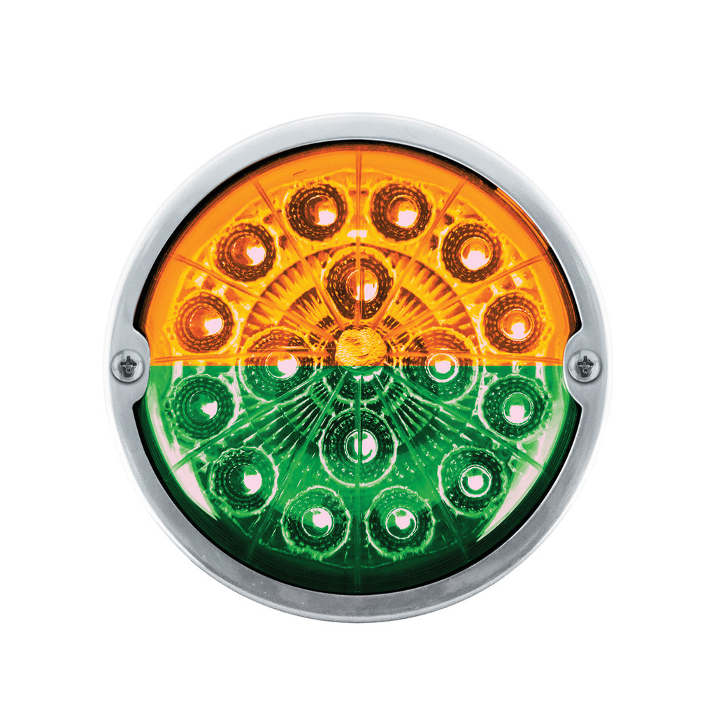 Amber/Green Double Fury 17 LED Dual Function Watermelon Torpedo Cab Light
